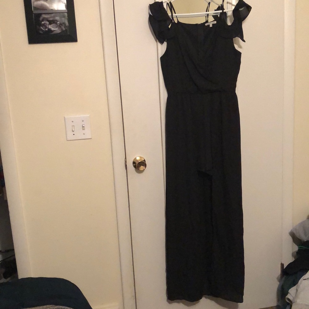 Romper with long skirt in the back.